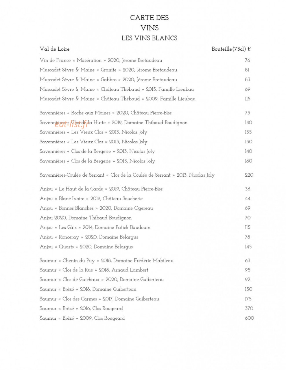 Le Favori — carte page 2