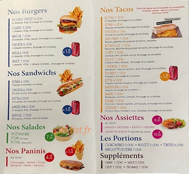Tacos royal — carte page 1