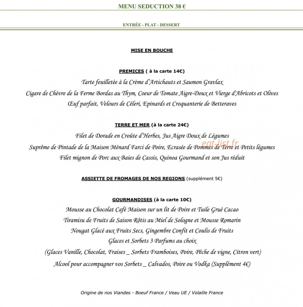 le Relais des Landes — carte page 1