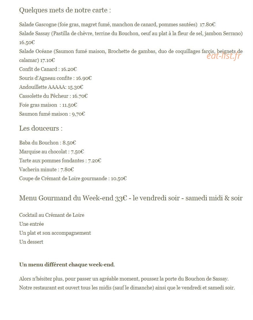 Le Bouchon de Sassay — carte page 1