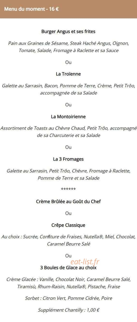 Auberge Sainte Catherine — carte page 1