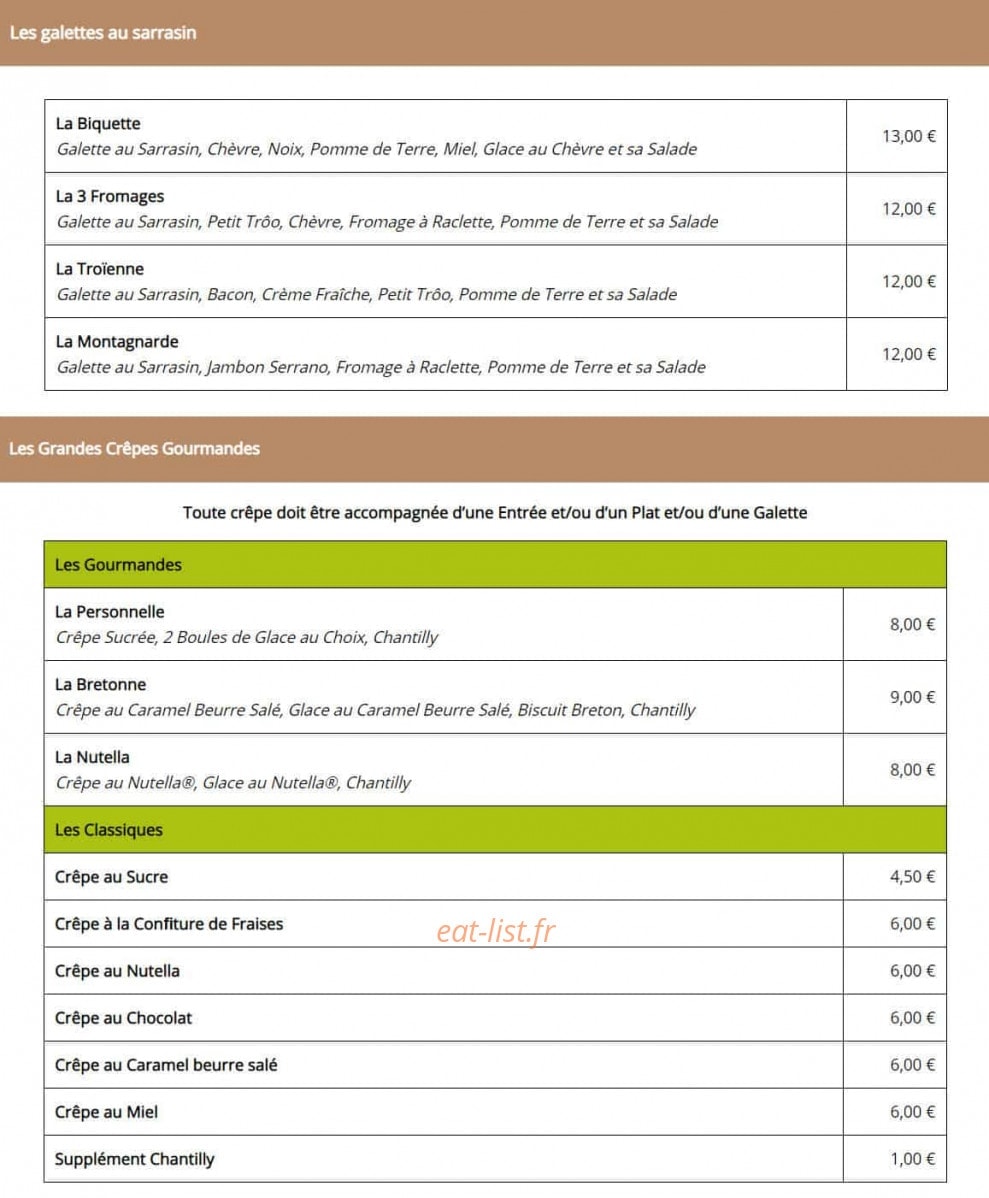 Auberge Sainte Catherine — carte page 5