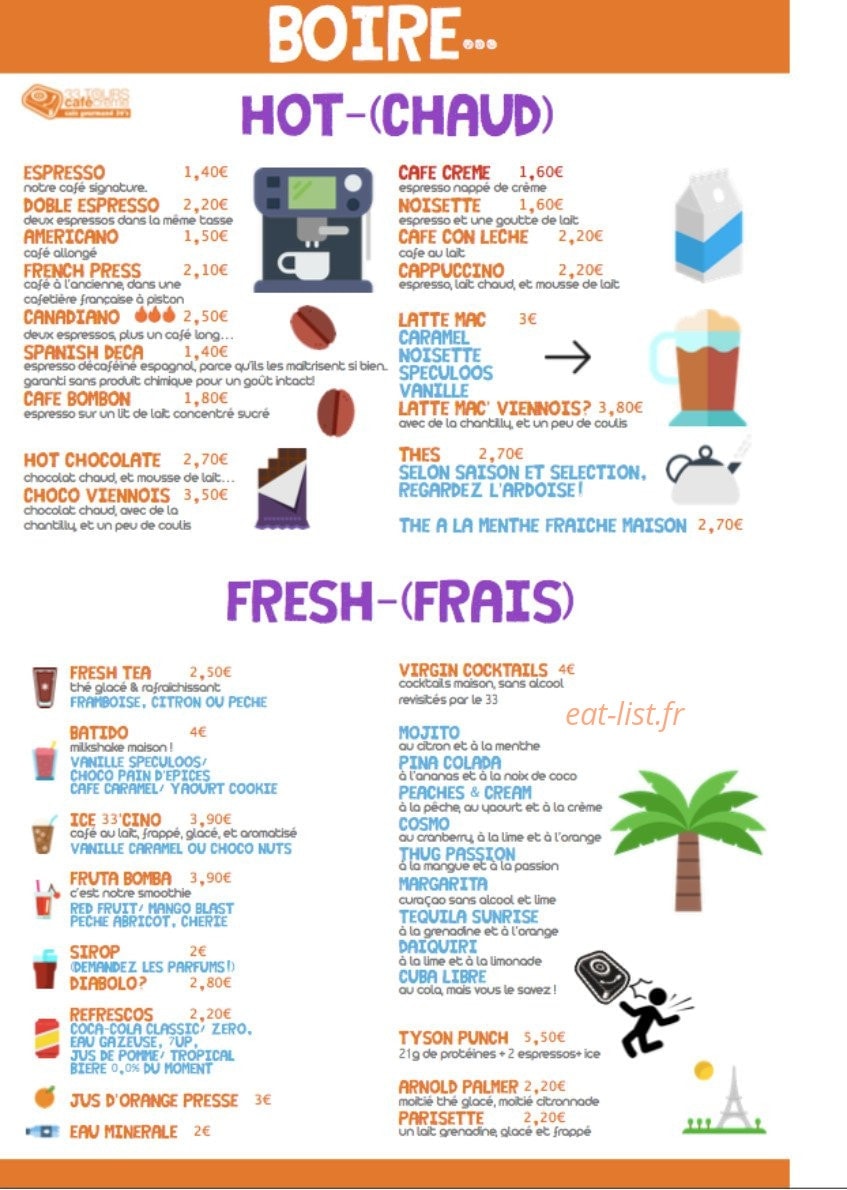 33 Tours & Café Crème — carte page 1
