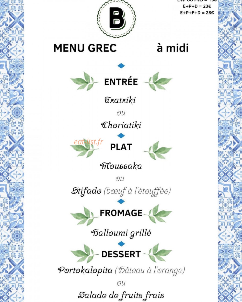 Au Baratin — carte page 1