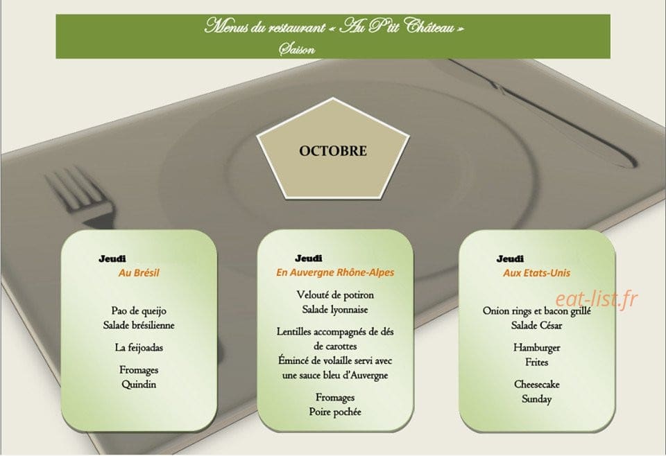 Au p'tit château — carte page 1