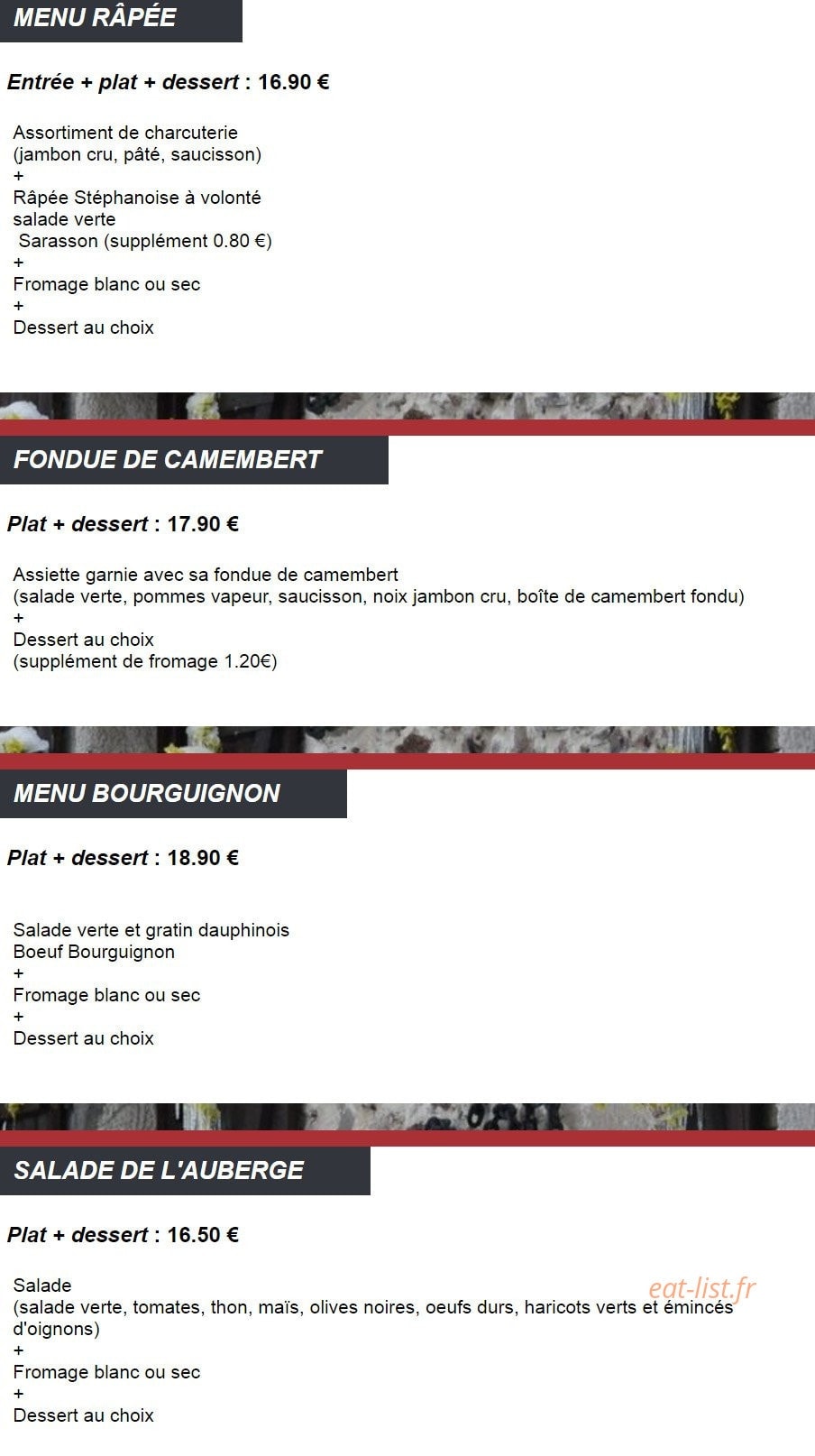Auberge les genêts d'or — carte page 1