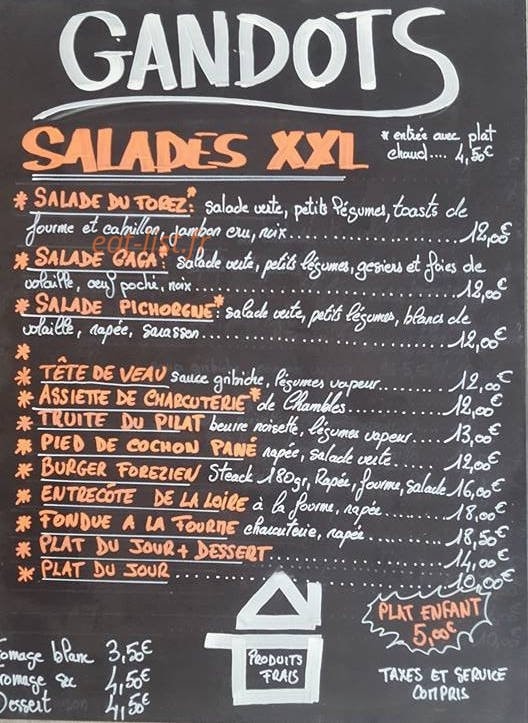 Bistrot gaga — carte page 1