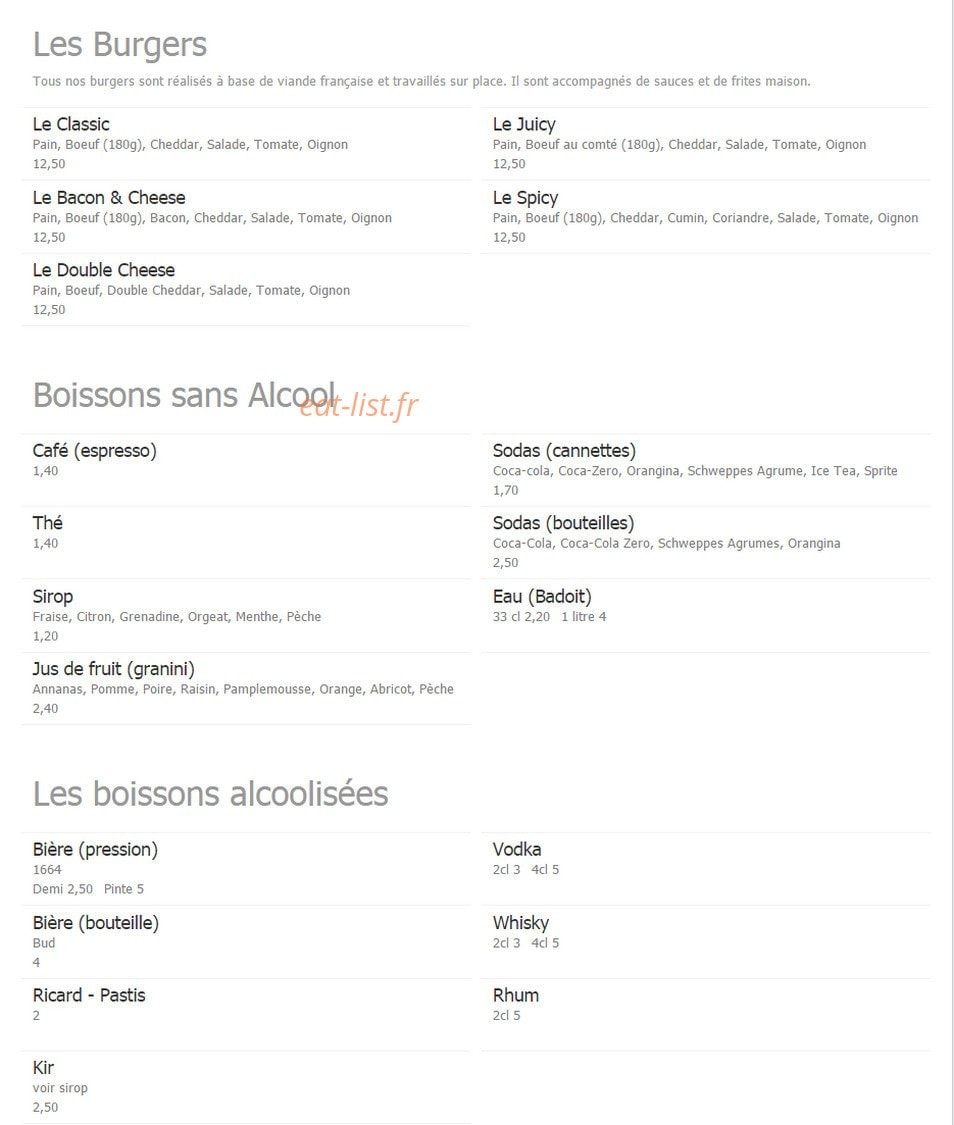 Burger District — carte page 1