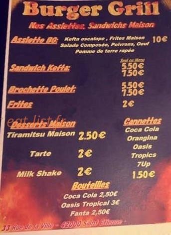 Burger grill — carte page 1