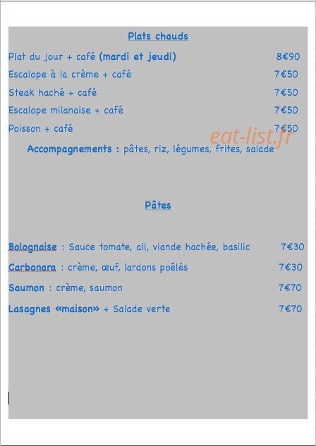 Café des amis — carte page 2