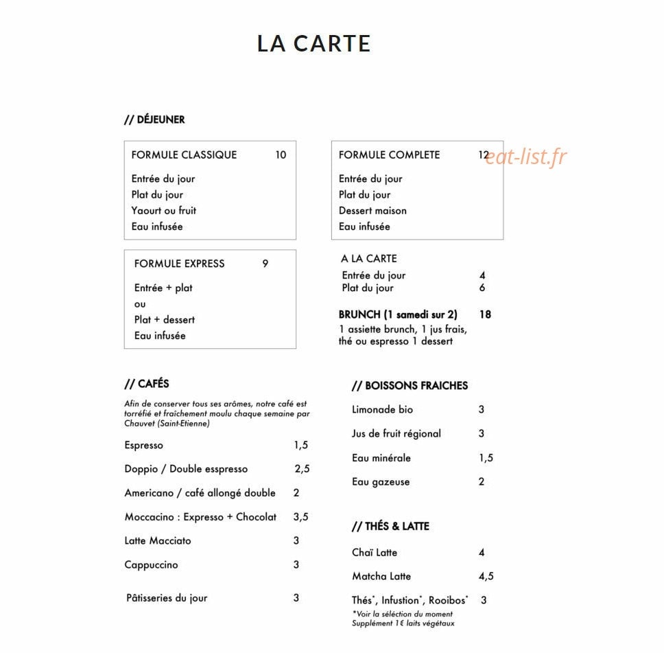 Cantine Numero Dix — carte page 1