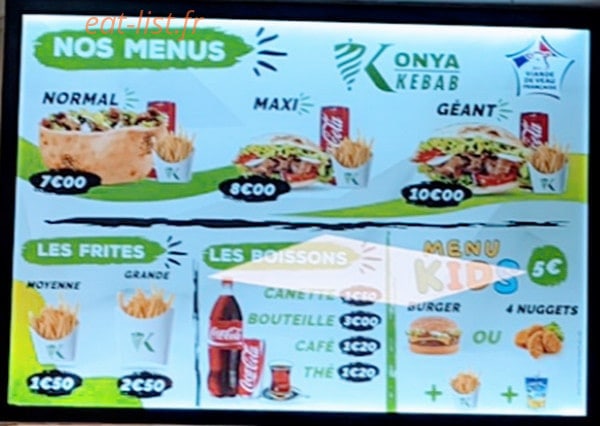 Chavanelle Konya Kebab — carte page 1
