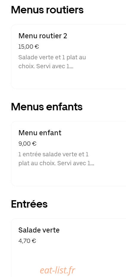 Chez Kanda — carte page 1