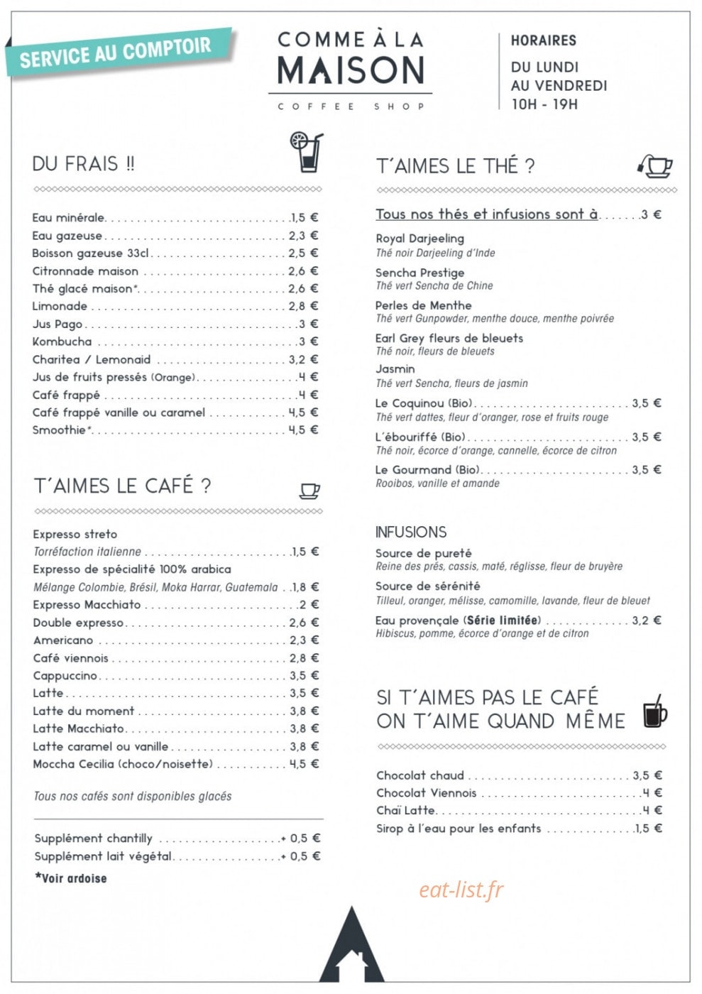 Comme à la Maison — carte page 2