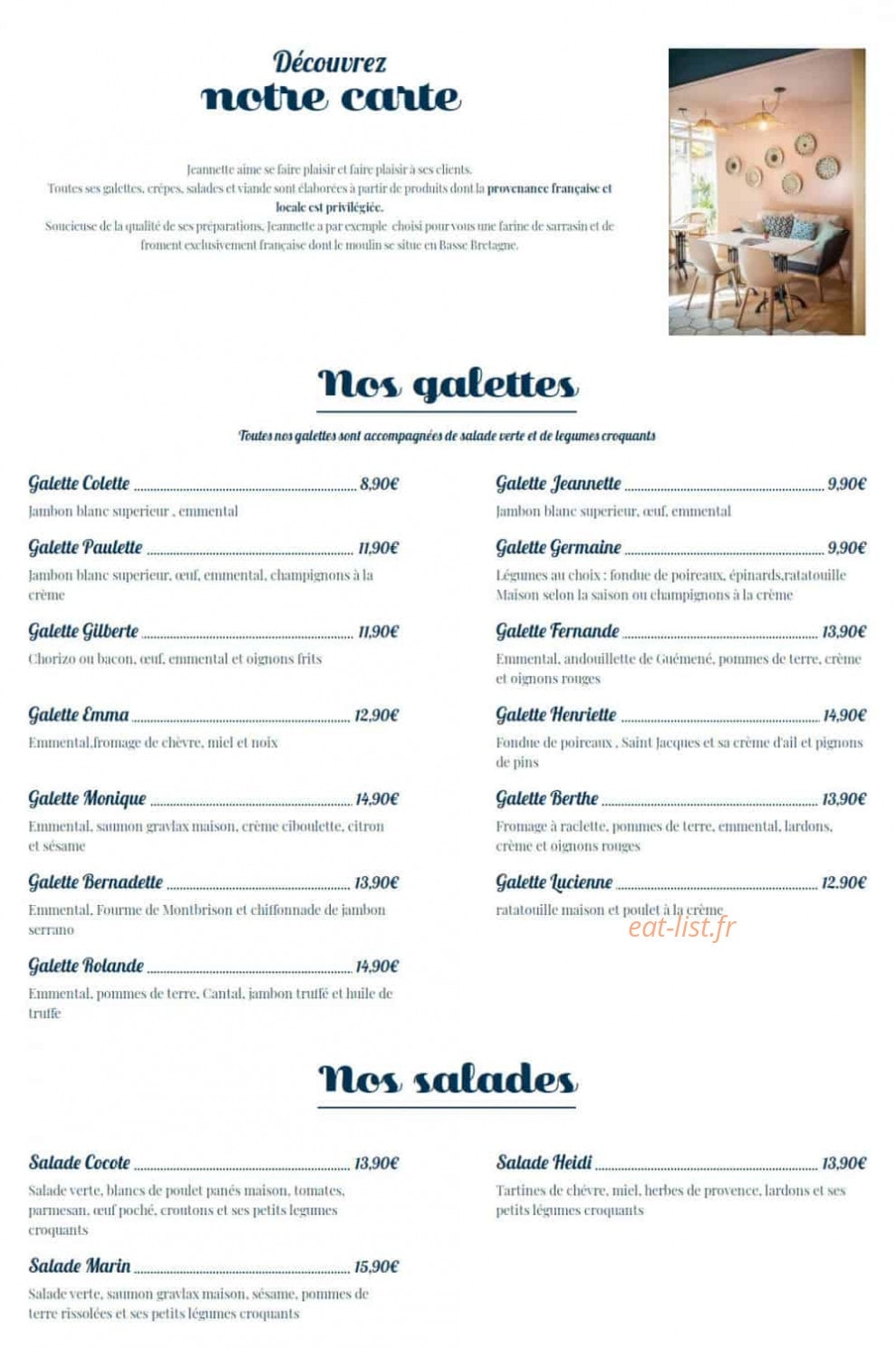Crêperie Jeannette — carte page 1