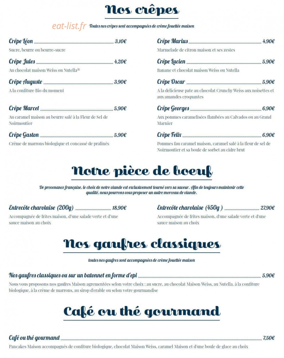 Crêperie Jeannette — carte page 2