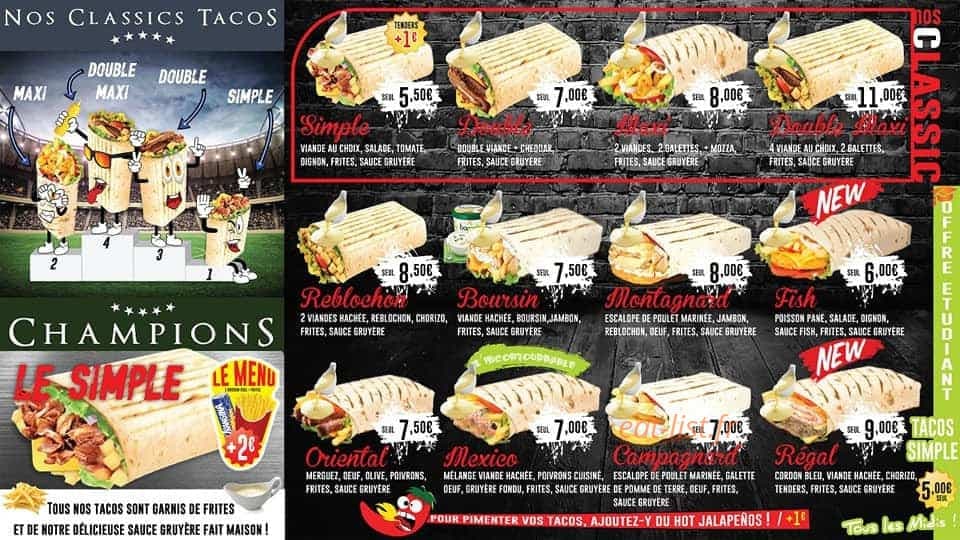 L As du Tacos — carte page 1