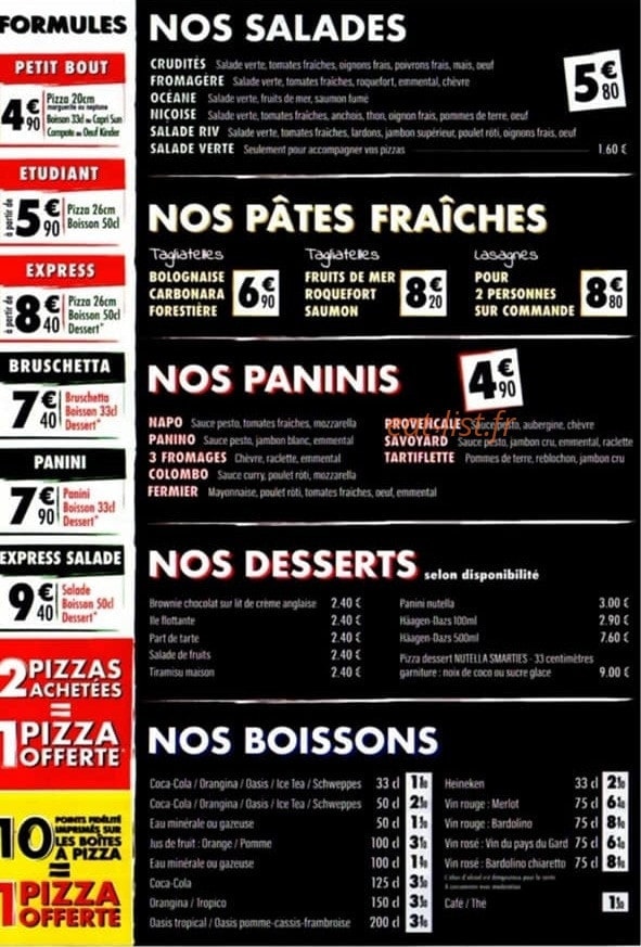 La Pizza Riv — carte page 2