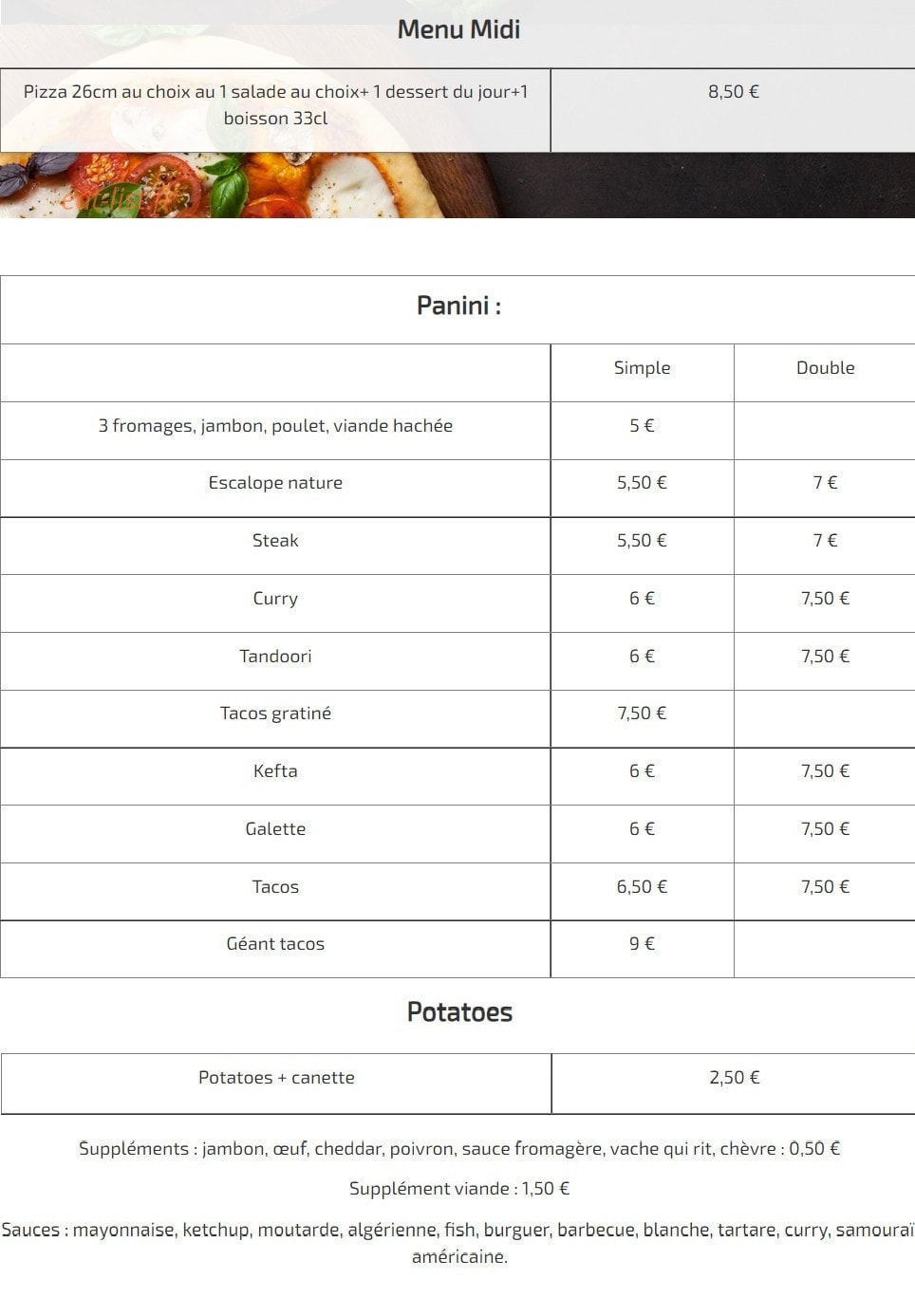 Le 168 Food — carte page 3