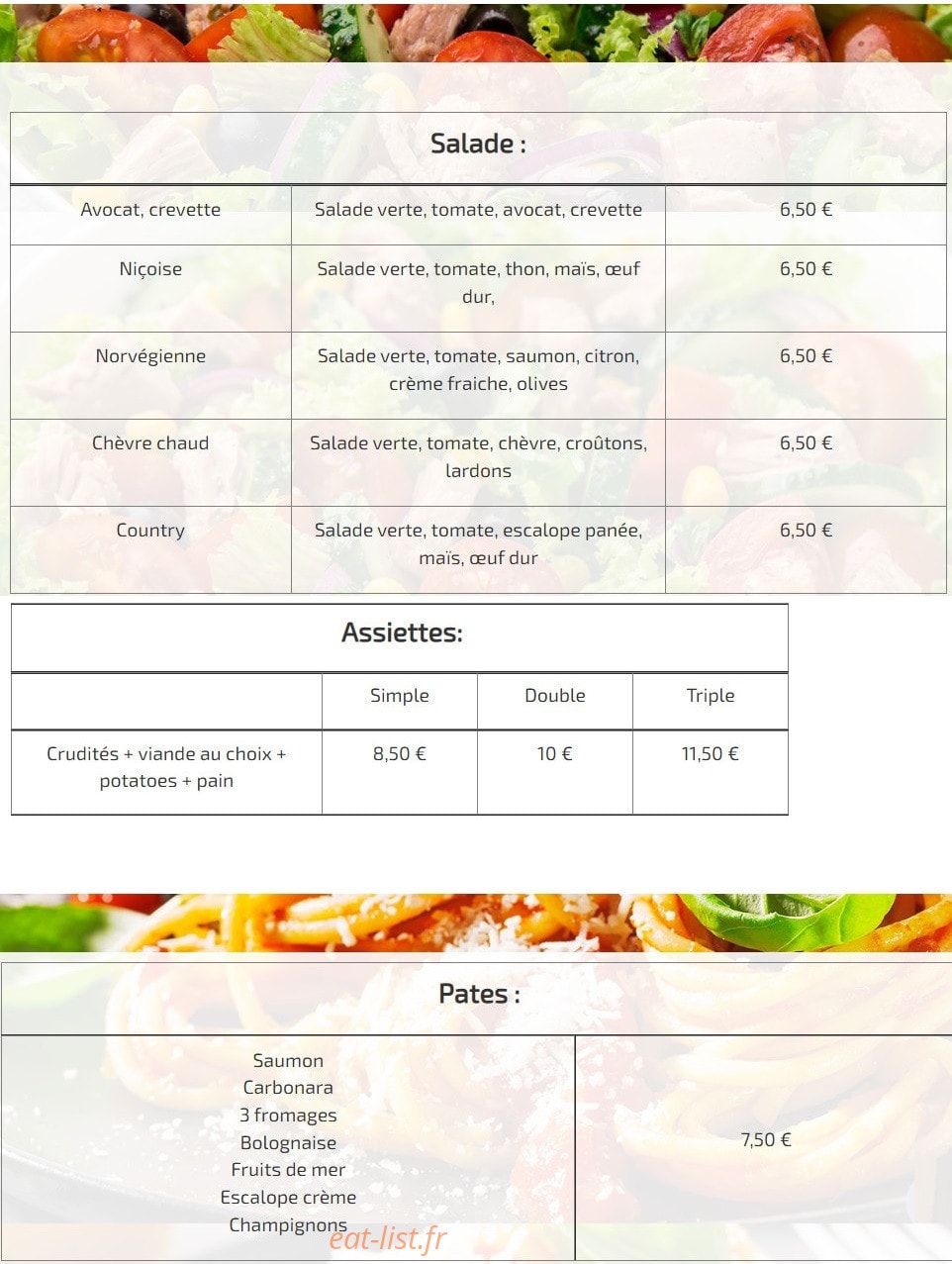 Le 168 Food — carte page 4