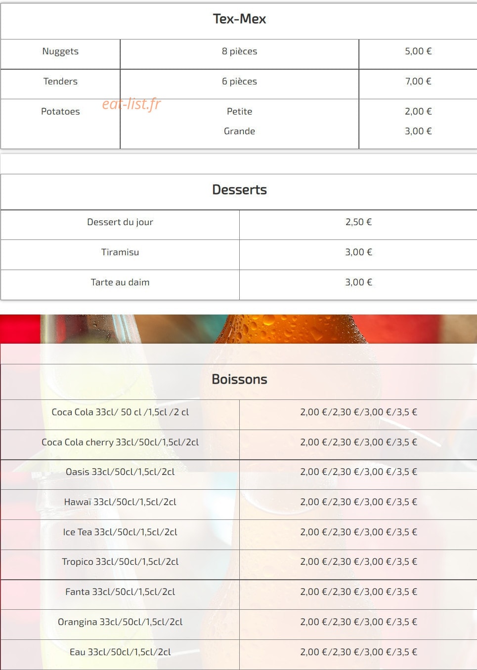 Le 168 Food — carte page 5