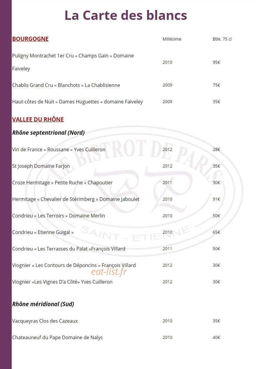 Le Bistrot de Paris — carte page 6