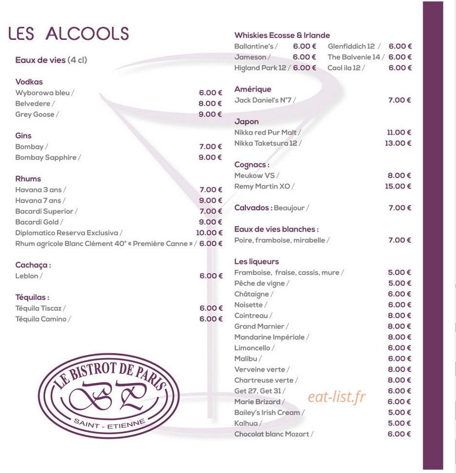 Le Bistrot de Paris — carte page 5