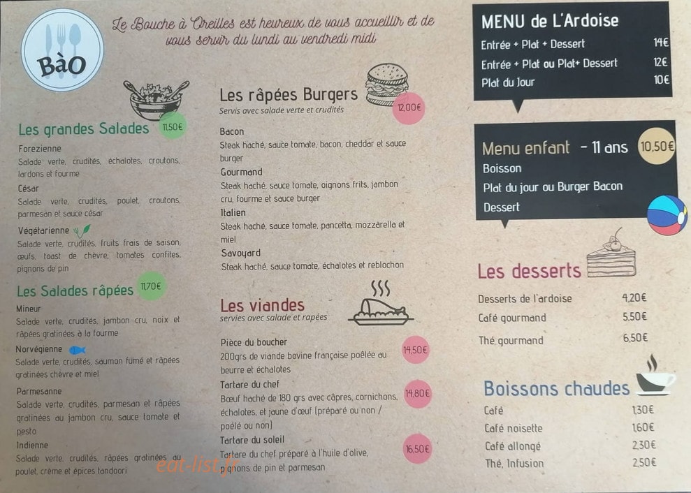 Le Bouche A Oreilles — carte page 1