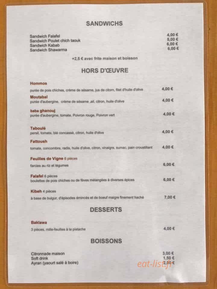 Le Comptoir Syrien — carte page 2