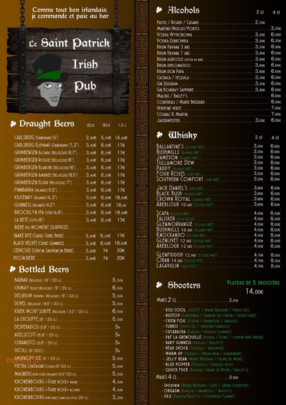 Le Saint Patrick — carte page 1