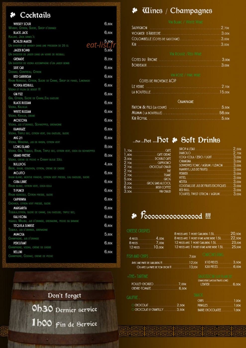 Le Saint Patrick — carte page 2