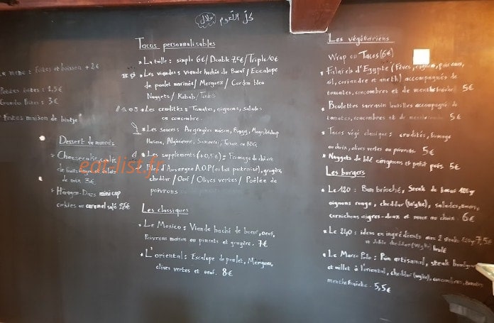 Le tacos — carte page 1