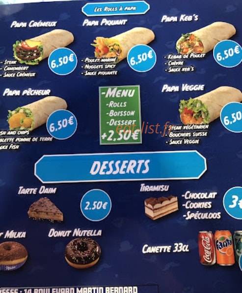 Les tacos à papa — carte page 2