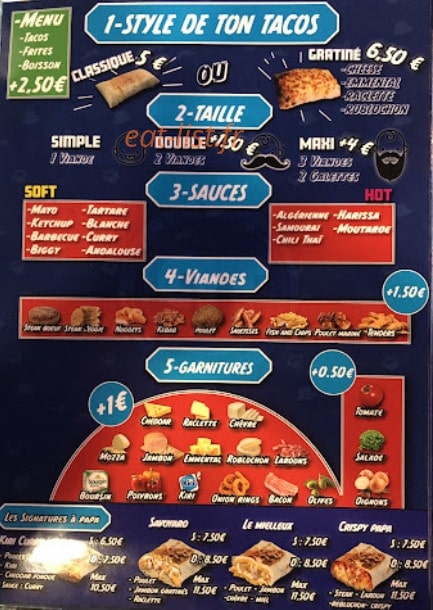 Les tacos à papa — carte page 1