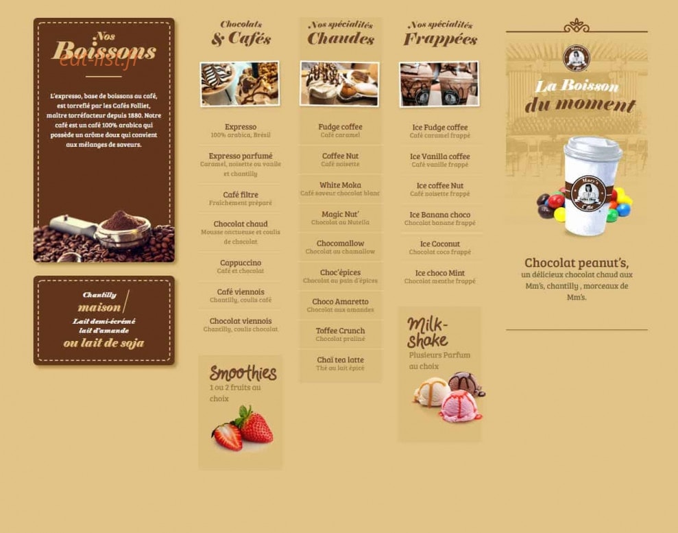 Mary's Coffee — carte page 1