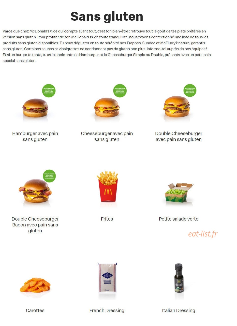 Mc Donald's — carte page 8