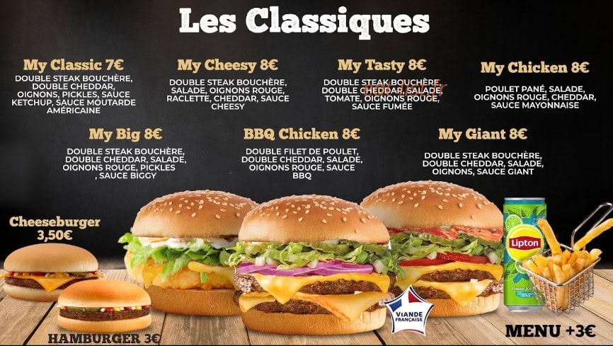 My burger — carte page 1