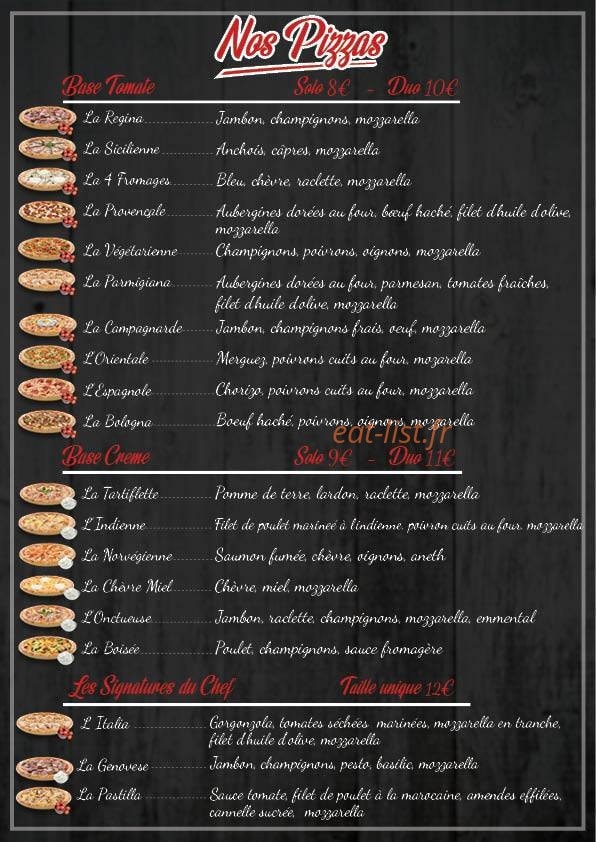 Night Pizz — carte page 1