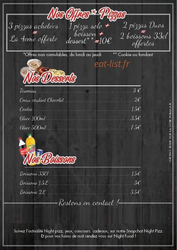 Night Pizz — carte page 3