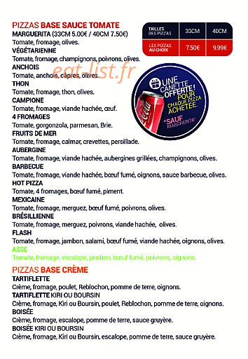 O'Pizz — carte page 1