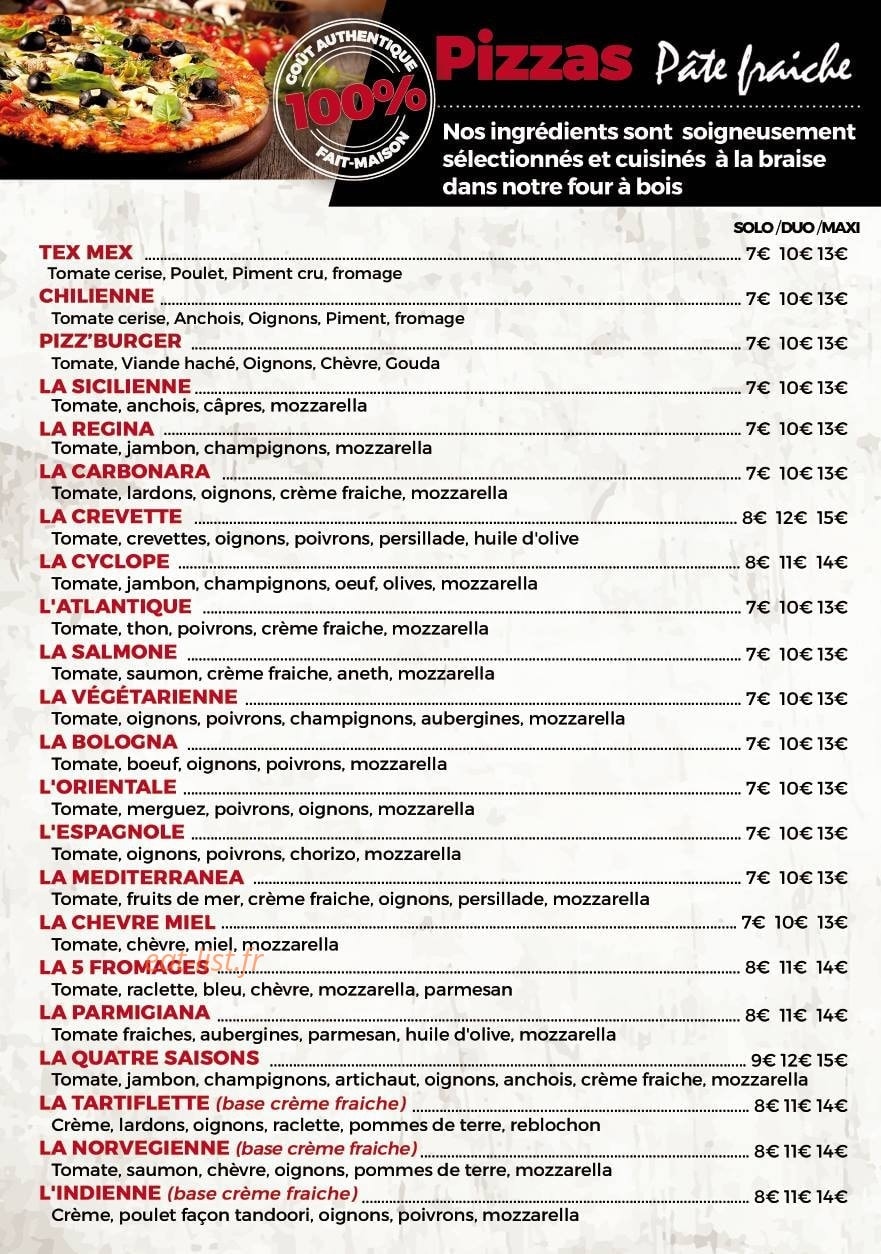Pizz'à L'ancienne — carte page 1