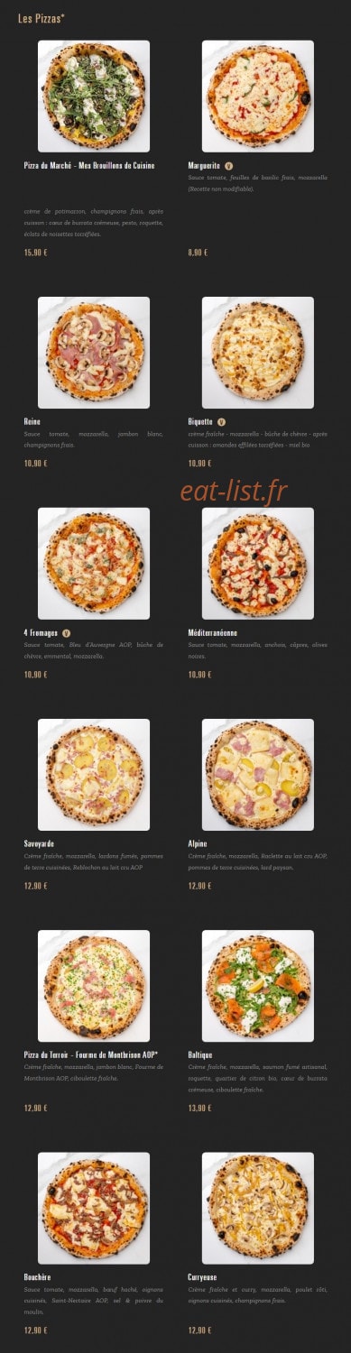 Pizza Cosy — carte page 1