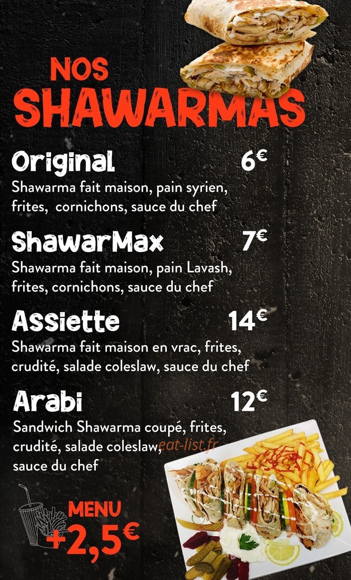 ShawarmaX — carte page 1