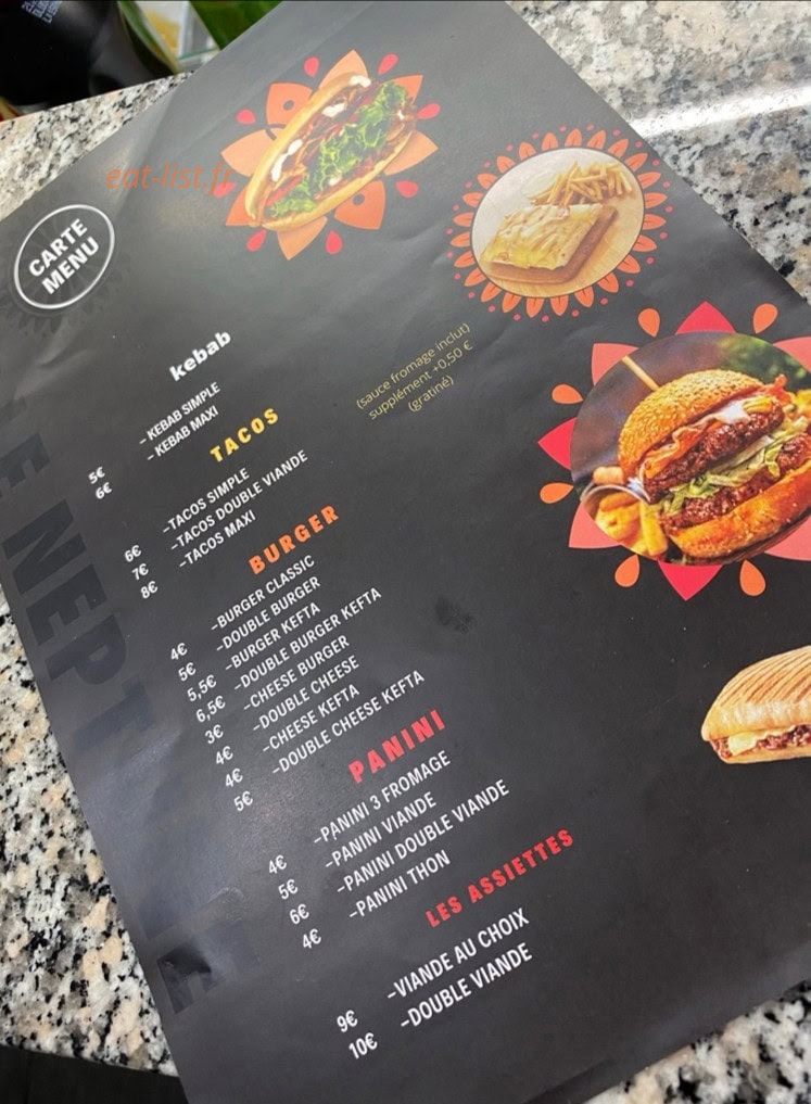 Snack Le neptune fourneyron — carte page 1