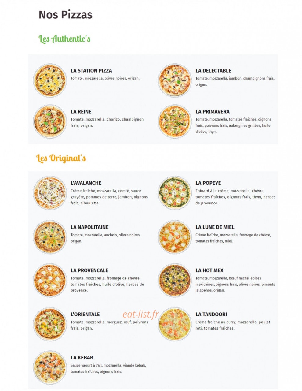 Station pizza — carte page 2