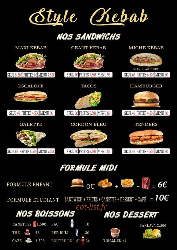 Style kebab — carte page 1