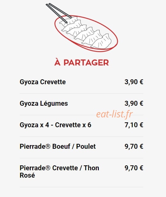 Woup Restaurant — carte page 1