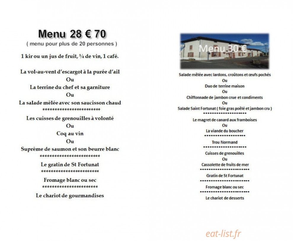 Auberge de Saint Fortunat — carte page 4