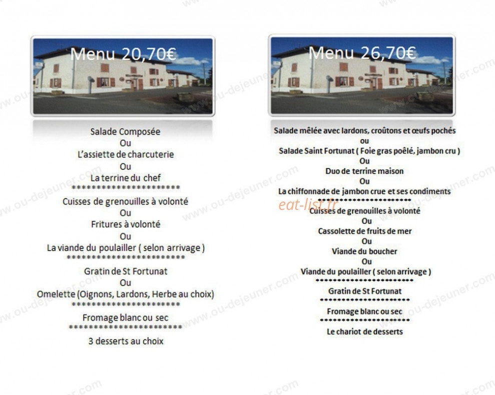Auberge de Saint Fortunat — carte page 3