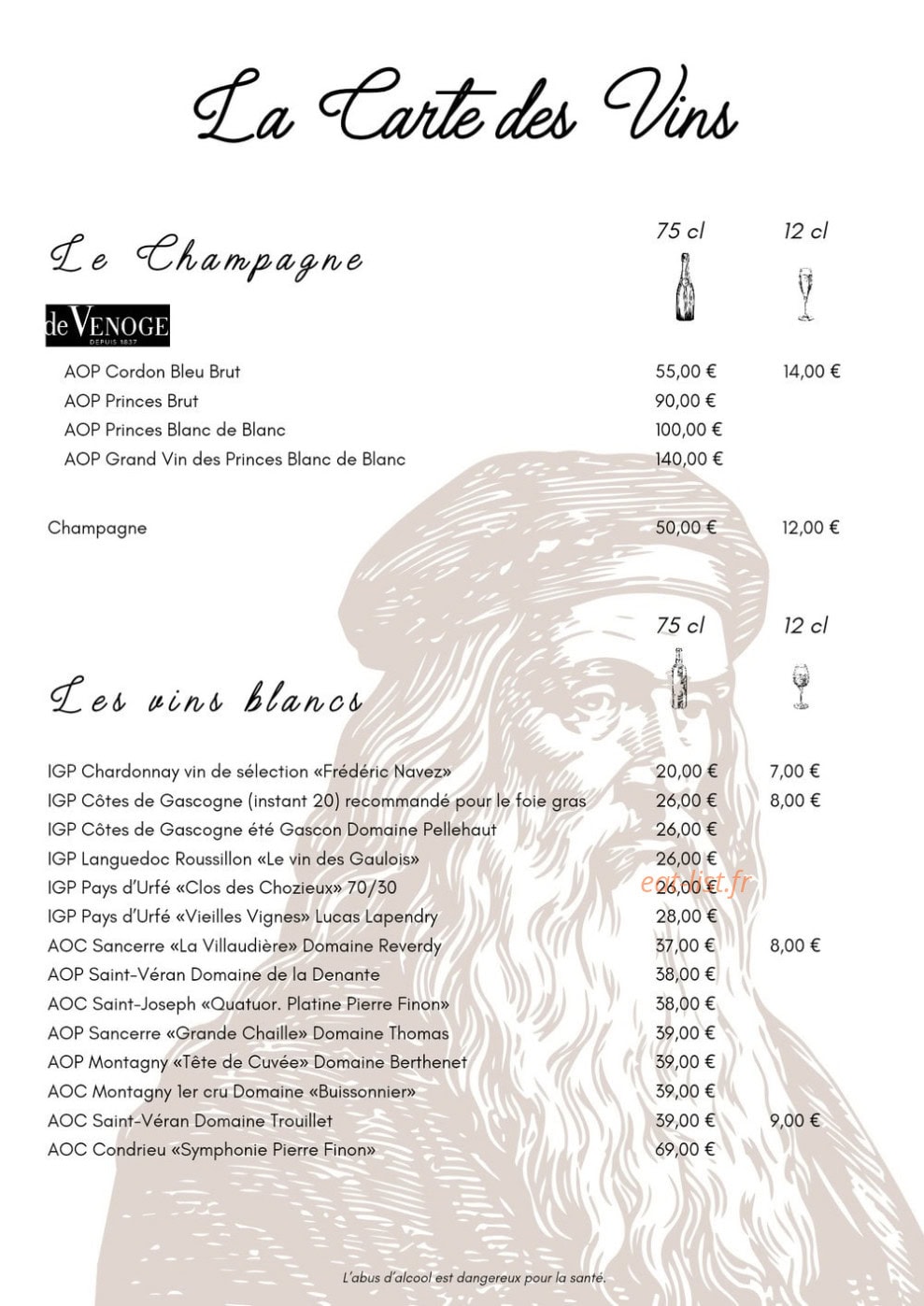 Les Agapes de Vinci — carte page 3